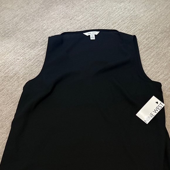 Nine West Classic V Neck Sheer Black Tank Top - Picture 1 of 3